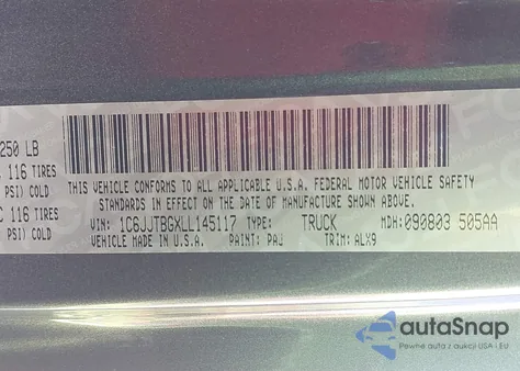 2020 Jeep Gladiator Rubicon 4X4 z USA, uszkodzony, nr VIN 1C6JJTBGXLL145117